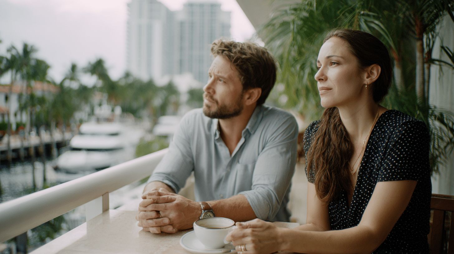 Couple beginning affair recovery therapy in Fort Lauderdale after discovering infidelity.